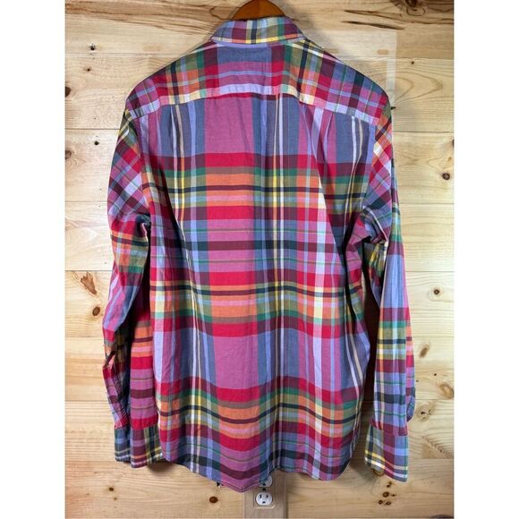 J.Crew Factory Summer Plaid Shirt Men's Size Medium Long Sleeve Button-Up Shirt - Picture 5 of 10